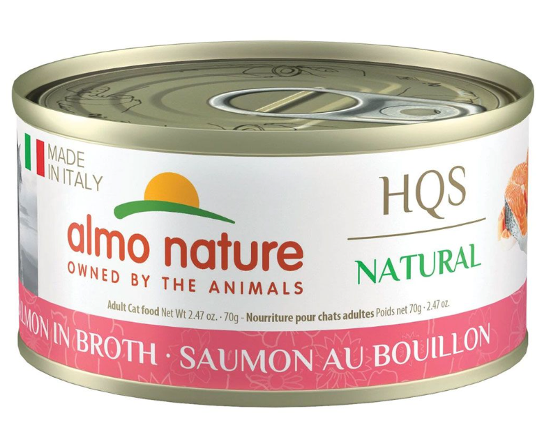 Almo Nature HQS Natural Salmon in Broth Canned Cat Food, 2.47 oz.