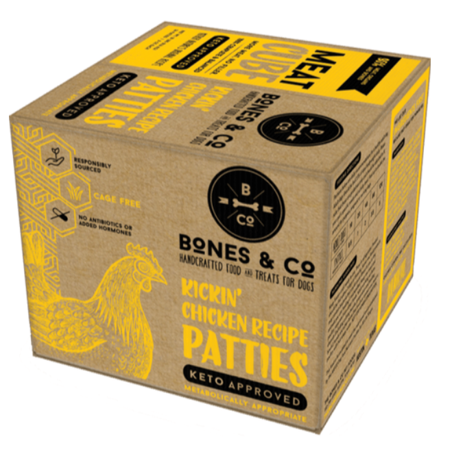 Bones & Co. Frozen Grain Free Meat Cube (Patties) for Dogs, 18 lb. Chicken