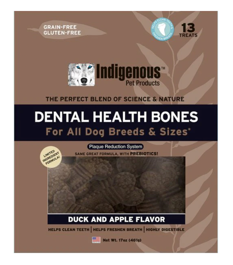 Indigenous Pet Dental Health Dog Bones 13 count, Duck & Apple