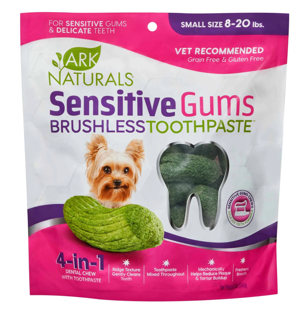 Ark Naturals "Brushless Toothpaste" Sensitive Gums Dental Dog Chews, Small Dogs