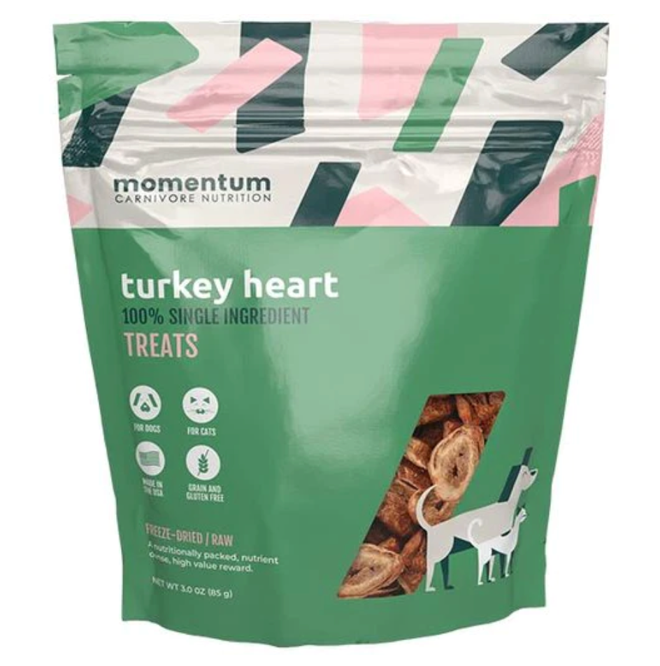 Momentum Carnivore Nutrition Dog Treats, Turkey Hearts