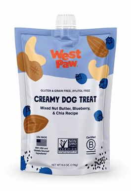 West Paw Creamy Dog Treat, Mixed Nut Butter Blueberry Chia flavor