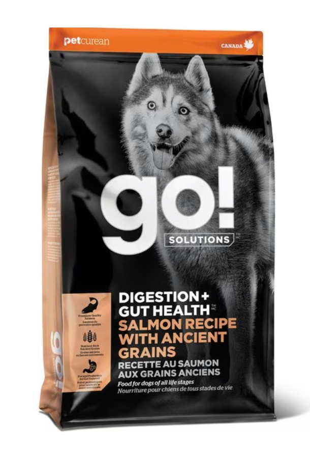 Petcurean Go! Solutions Digestion & Gut Health, Salmon Recipe with Ancient Grains Dry Dog Food