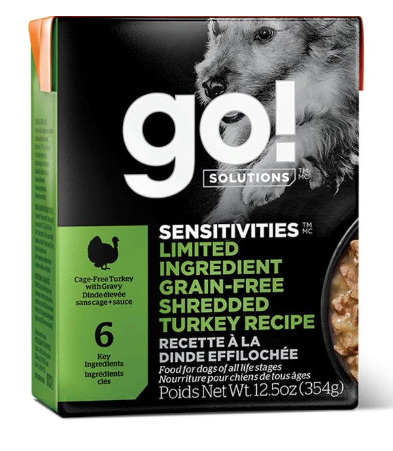 Petcurean Go! Sensitivities LID Grain-Free Shredded Turkey Recipe for Dogs, 12.5 oz.