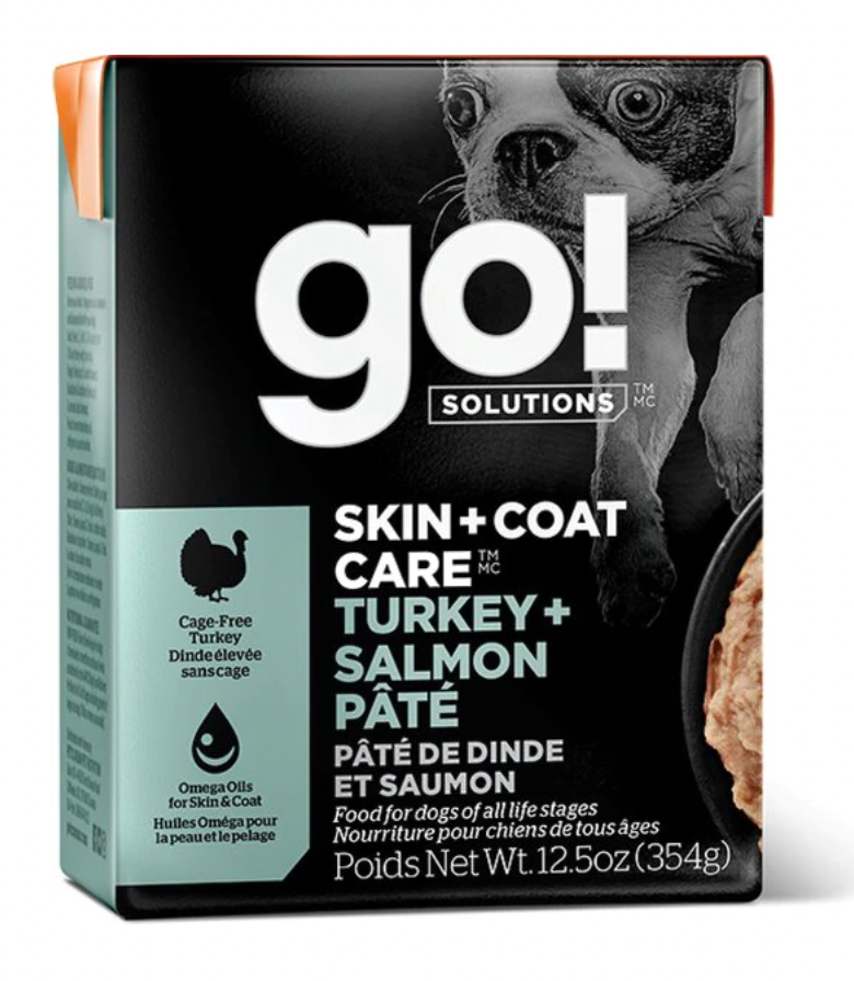 Petcurean Go! Skin & Coat Care Turkey Salmon Pate with Grains for Dogs, 12.5 oz.