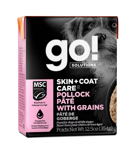 Petcurean Go! Skin & Coat Care Pollock Pate with Grains for Dogs, 12.5 oz.