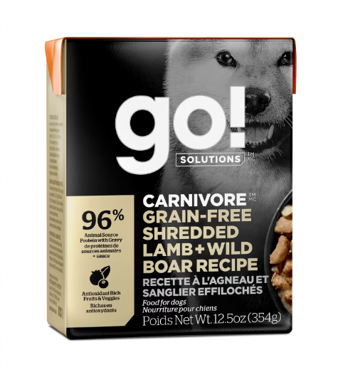 Petcurean Go! Carnivore Grain Free Shredded Lamb & Wild Boar Recipe for Dogs, 12.5 oz.