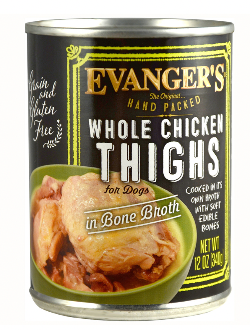 Evanger's Hand Packed Whole Chicken Thighs Canned Dog Food, 12 oz.