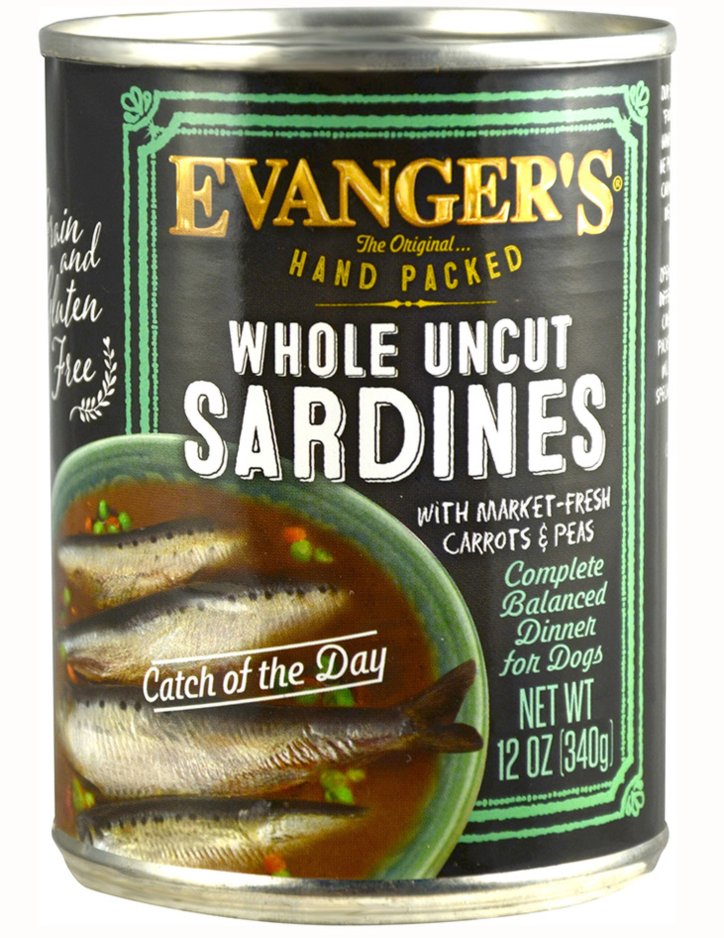 Evanger's Hand Packed "Catch of the Day" Whole Sardine Canned Dog Food, 6 oz