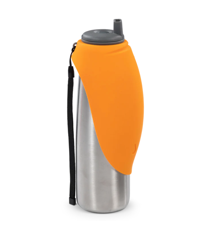 Messy Mutts Stainless Steel Water Bottle with Bowl — Animal