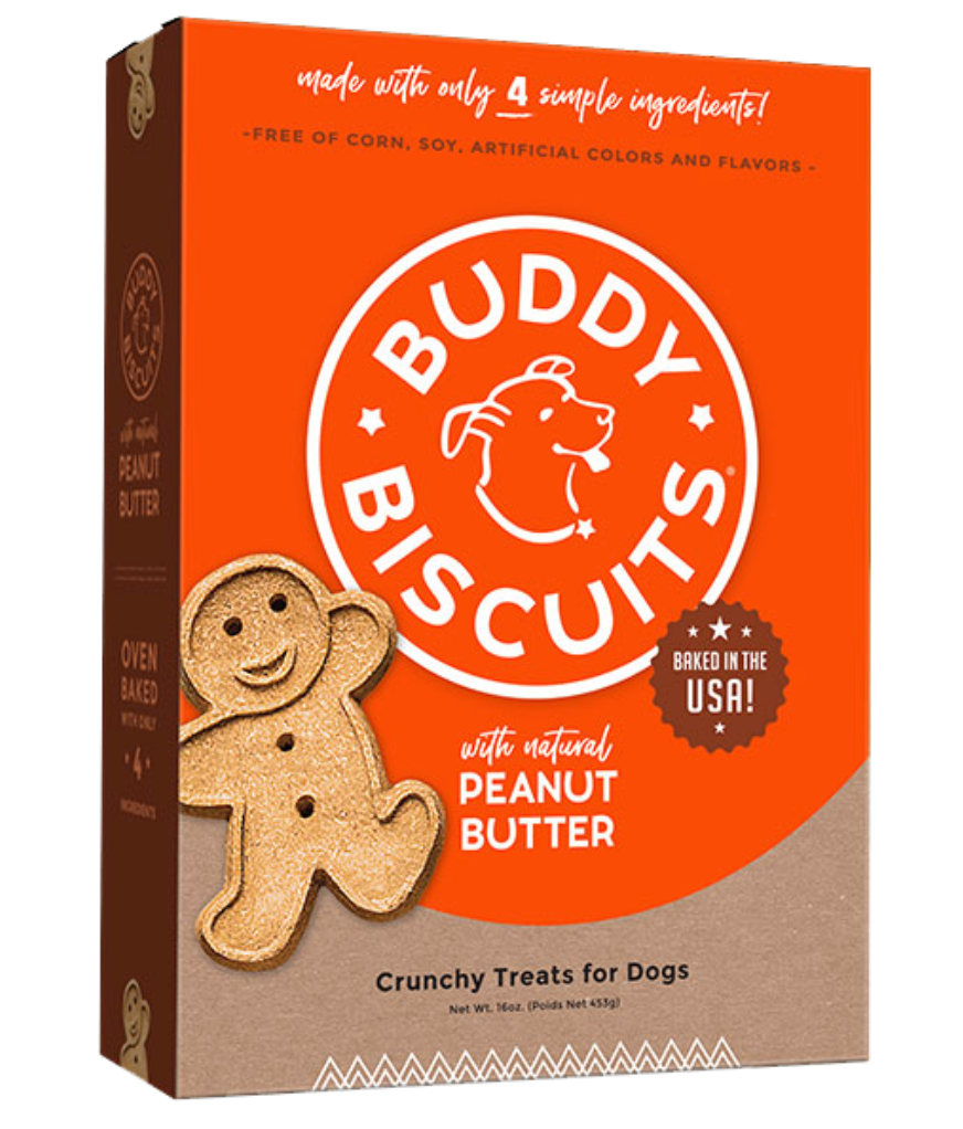 Buddy Biscuits Oven Baked Healthy Whole Grain Crunchy Dog Treats, Natural Peanut Butter