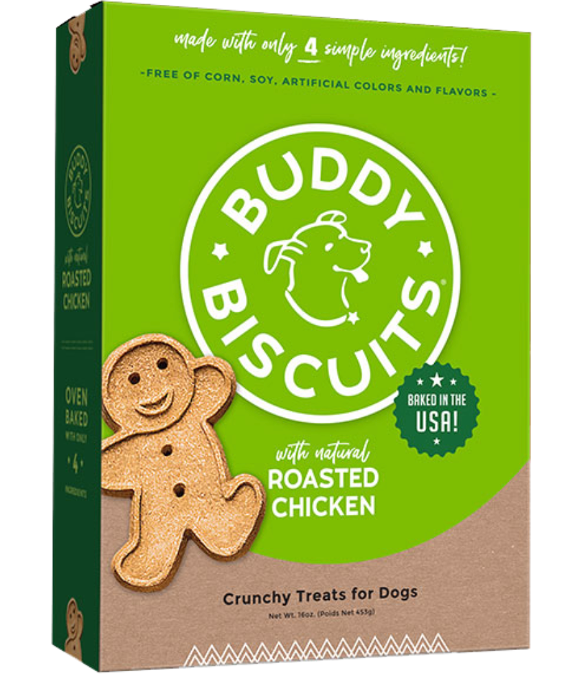 Buddy Biscuits Oven Baked Healthy Whole Grain Crunchy Dog Treats, Roasted Chicken