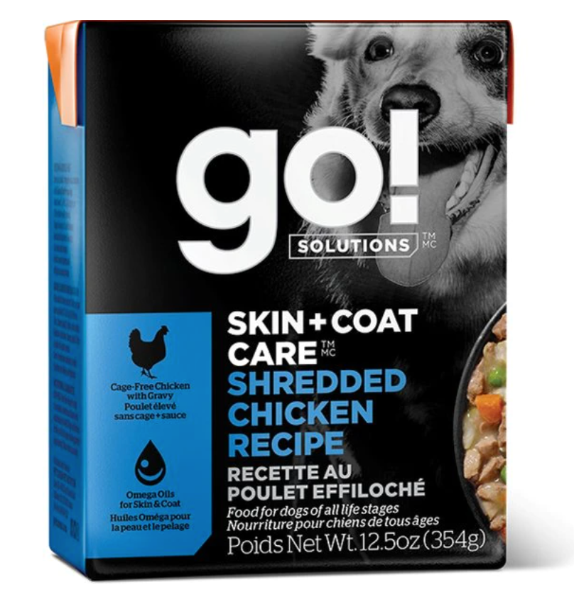 Petcurean Go! Solutions Skin + Coat Care Shredded Chicken With Grain for Dogs, 12.5 oz.