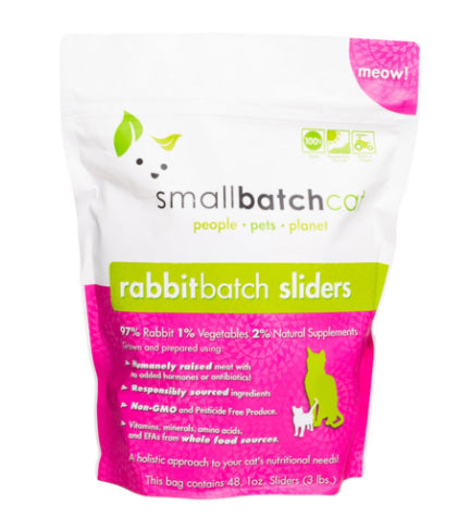 SmallBatch Frozen Raw Rabbit Cat Food, 3 lb sliders